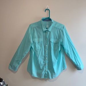 St. John’s Bay long sleeve 100% cotton shirt - size PXL - light green